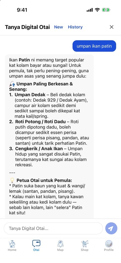 Digital Otai menerangkan umpan tempatan terbaik untuk patin: dedak, roti, dan cengkerik